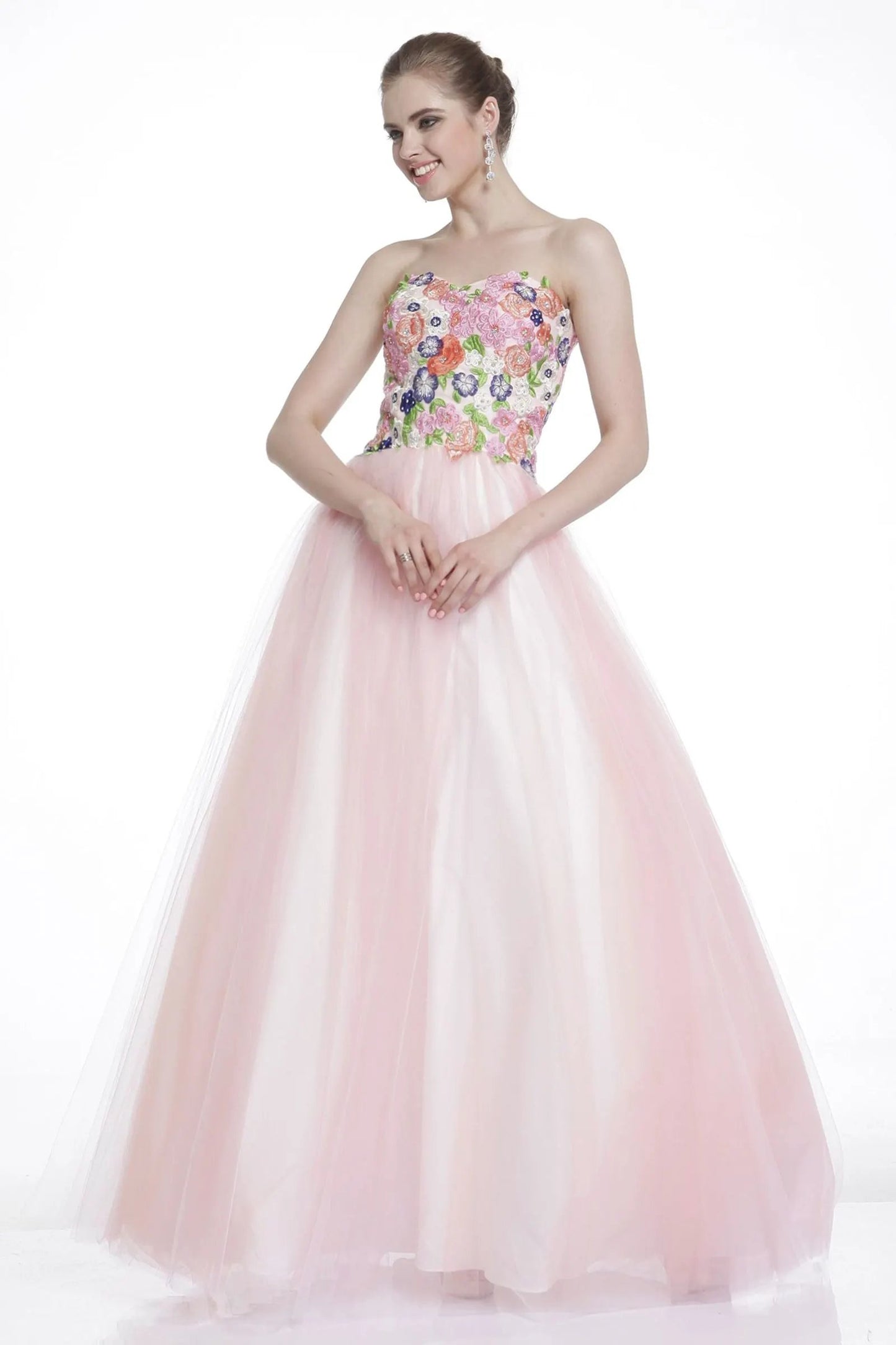 Strapless Floral Lace Dress by Tux-USA