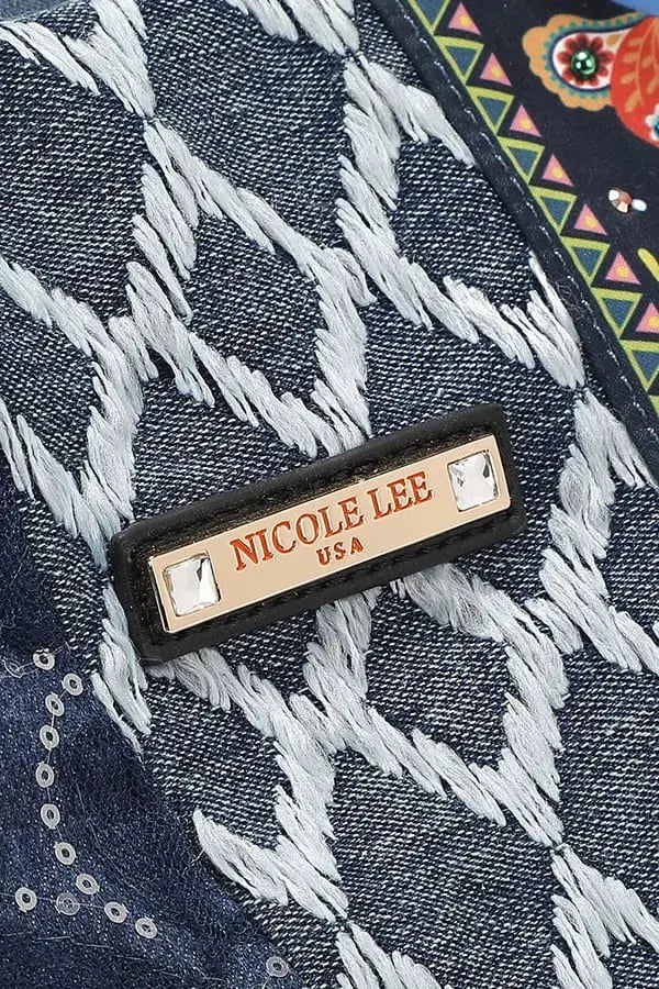 Nicole Lee USA Bosque De Amor Denim Hobo Bag by Nicole Lee USA