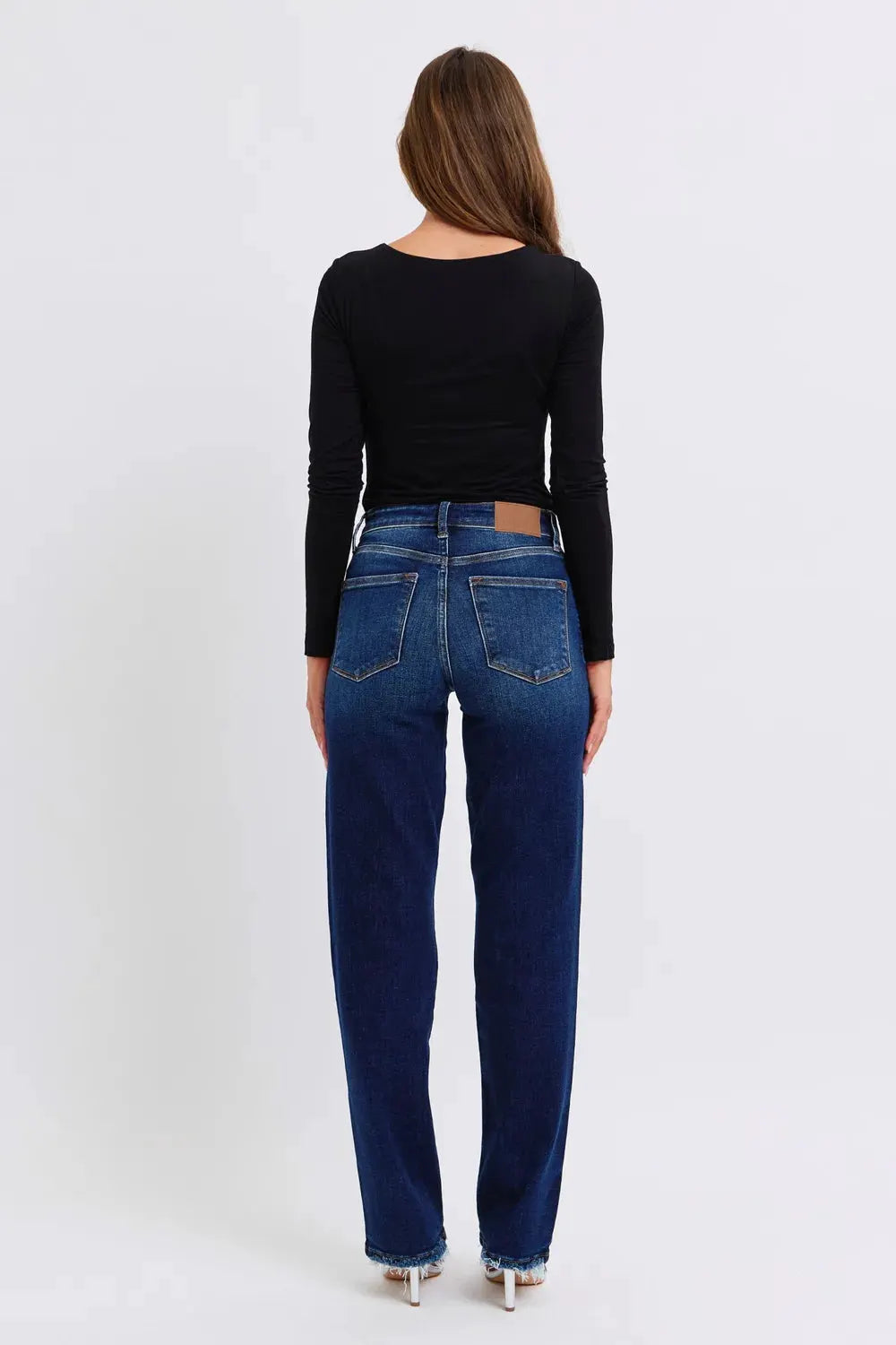 Judy Blue Full Size Raw Hem Straight Leg Jeans by Judy Blue