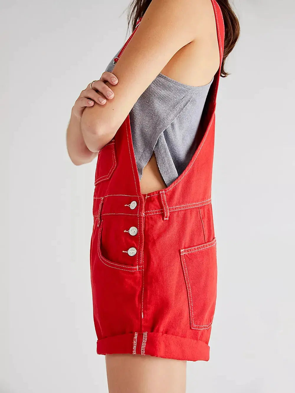 Wide Strap Square Neck Denim Overalls by Partner Labels