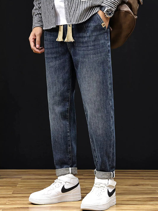 Men's Plus Size Relaxed Fit Drawstring Waist Jeans by Partner Label