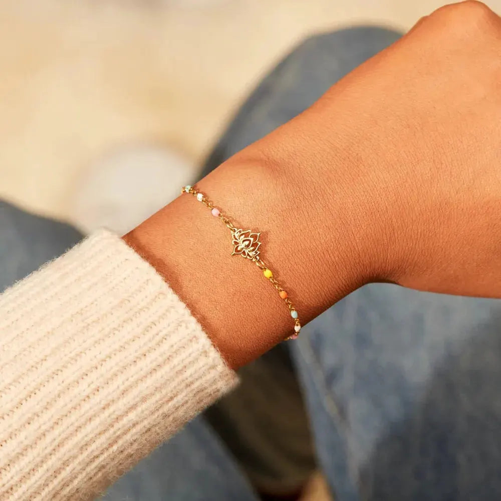 Lotus Shape 18K Gold-Plated Bead Bracelet by Partner Label