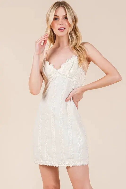 GeeGee Lace Detail Adjustable Strap Mini Cami Dress by GeeGee