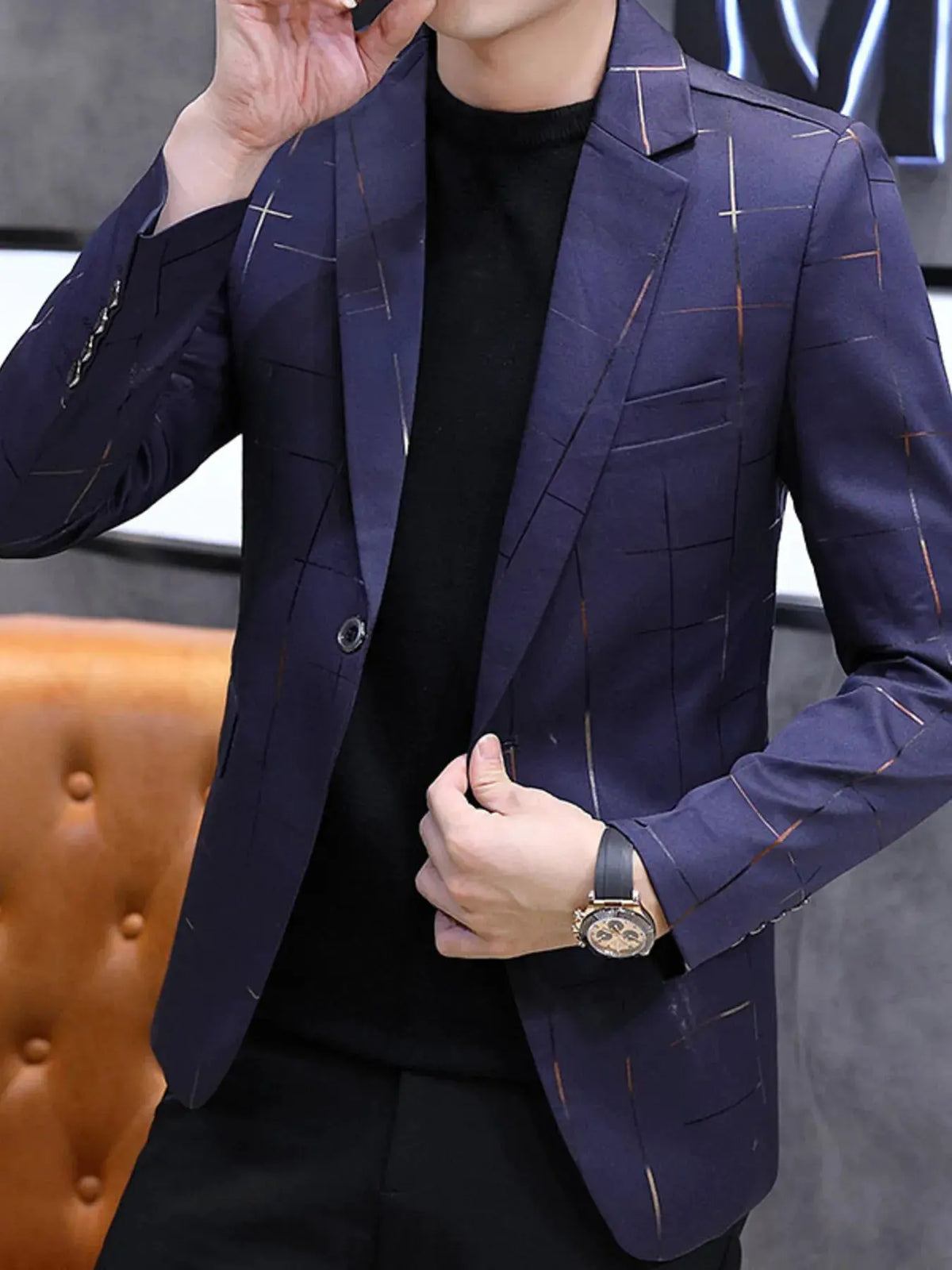 Men's Plus Size One Button Slim Fit Blazer by Trendsi