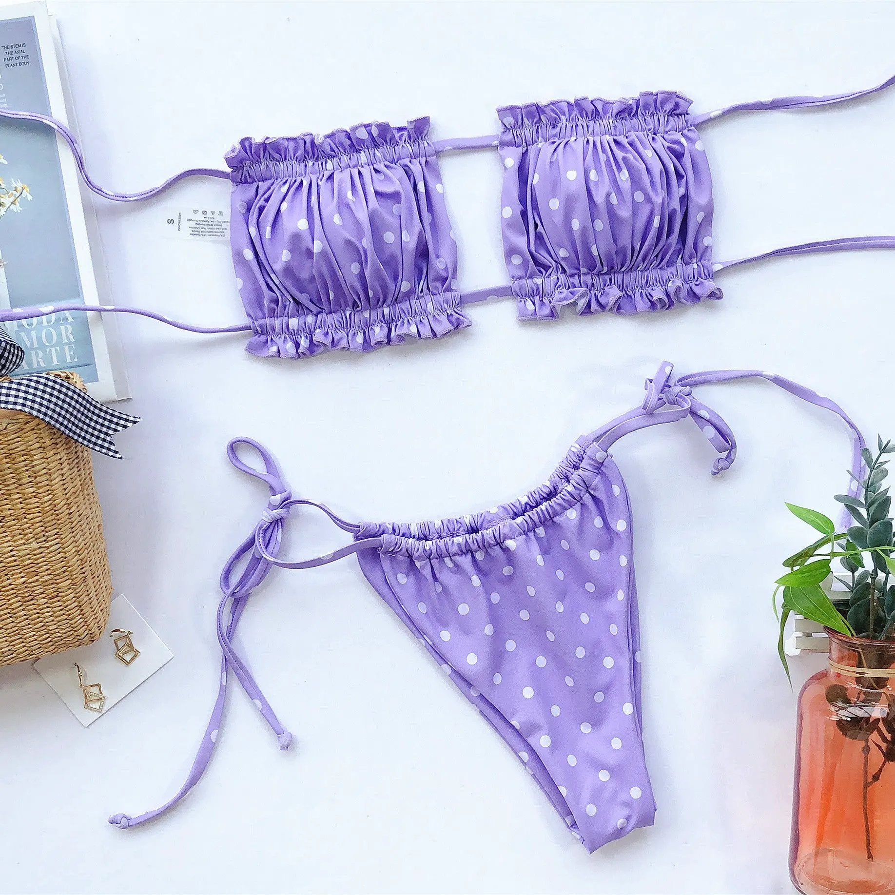 Frill Trim Ruched Bikini Set by Partner Label