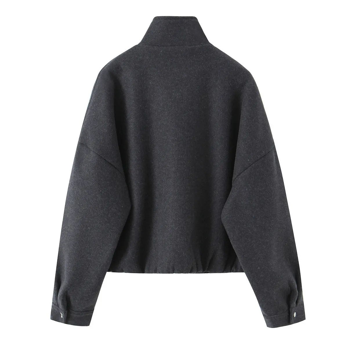 Women's Jacket Charcoal Grey Wool Blend BYMANYC ® New York SOHO HIGH COLLAR BOMBER - New Collection by BYMANYC ® New York