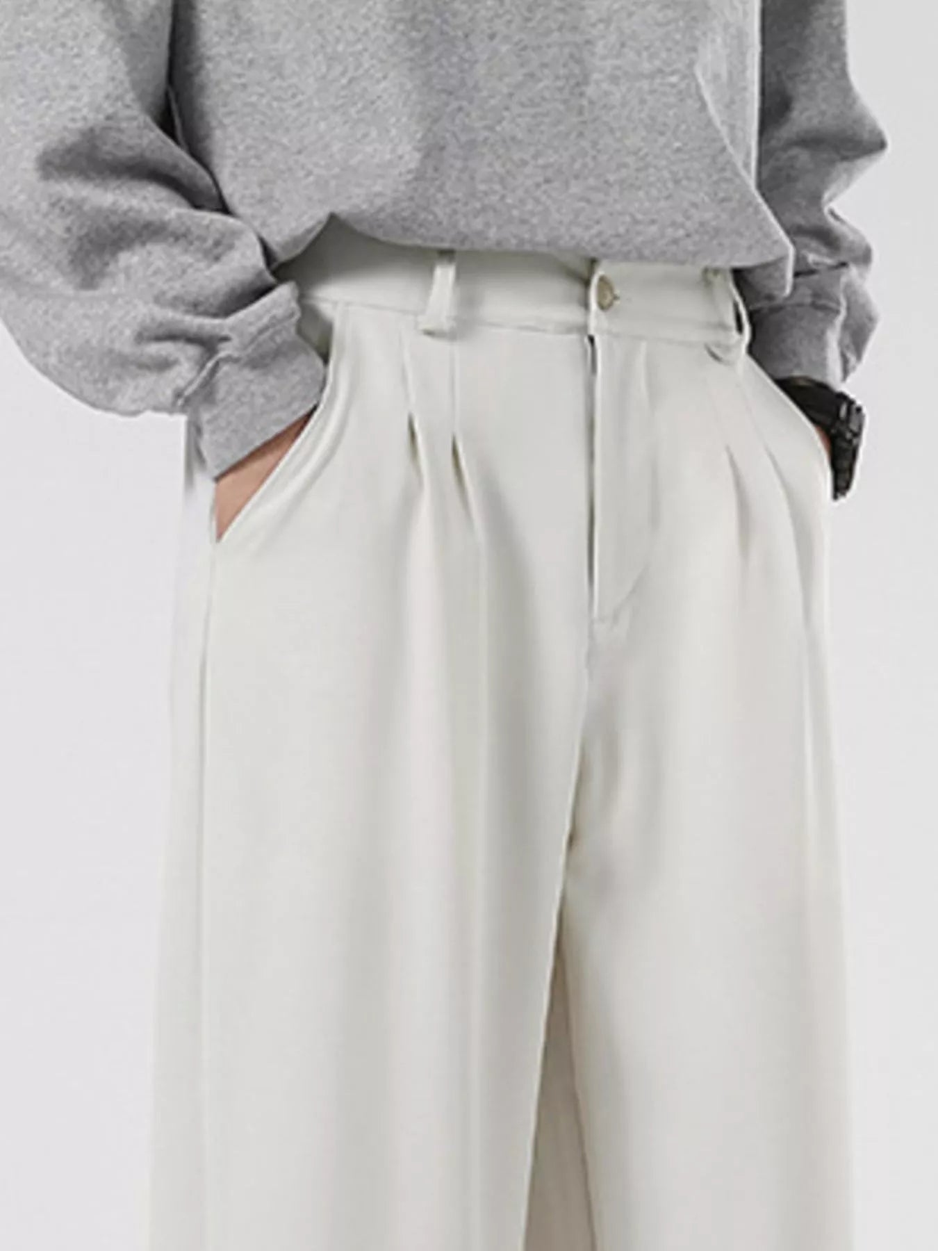 Men's Plus Size Pleated Wide Leg Casual Pants by Partner Label