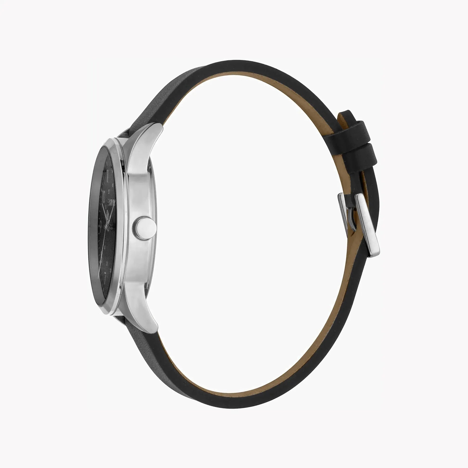 Esprit Men's Stainless Steel Black Leather Watch, Black Dial | ES1G212L0025 by ESPRIT