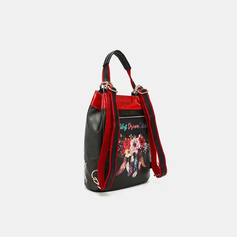 Nicole Lee USA Flower Pattern Adjustable Strap Backpack Bag by Nicole Lee USA