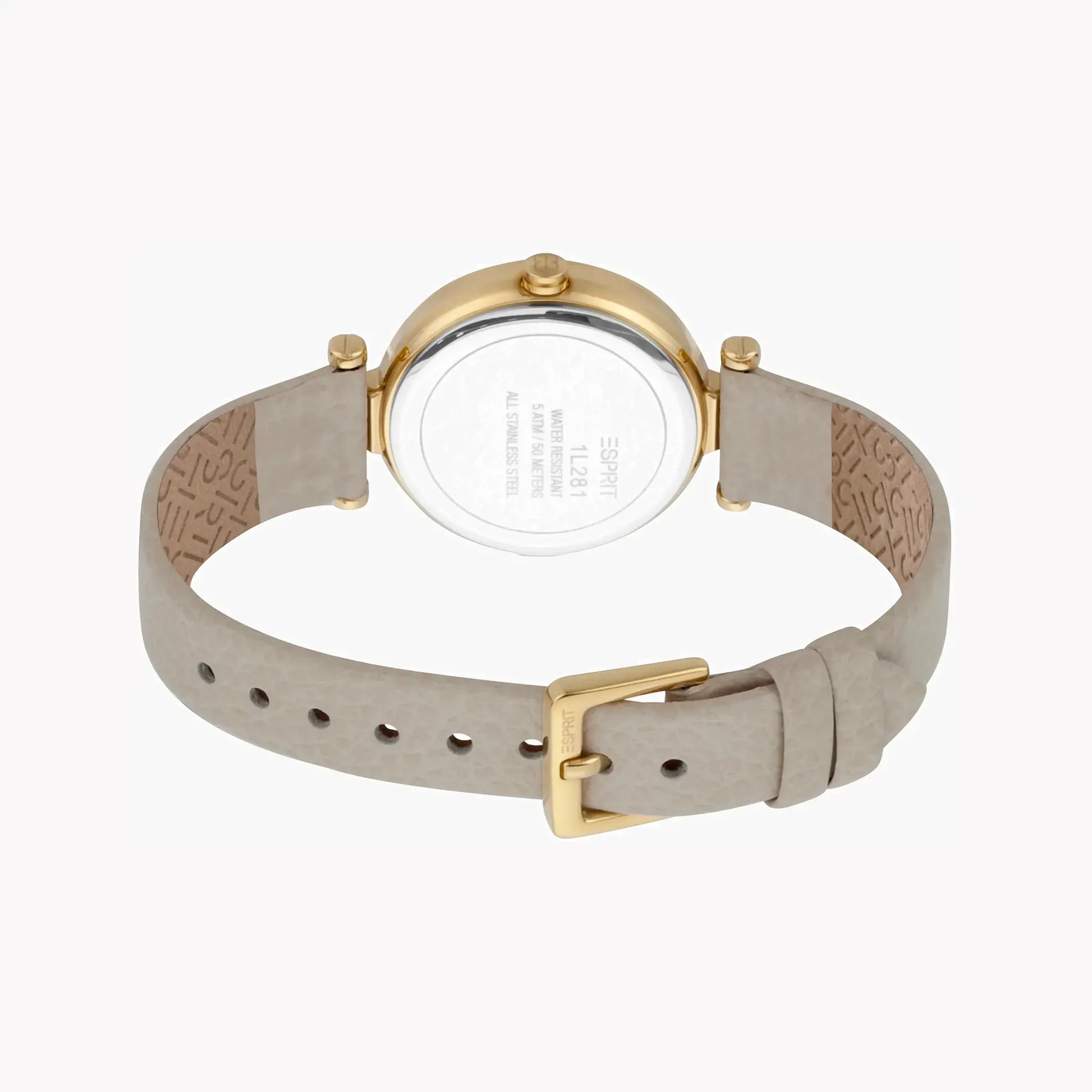 Esprit Women's Beige Leather Watch, Silver Dial | Es1l085m0035 by ESPRIT