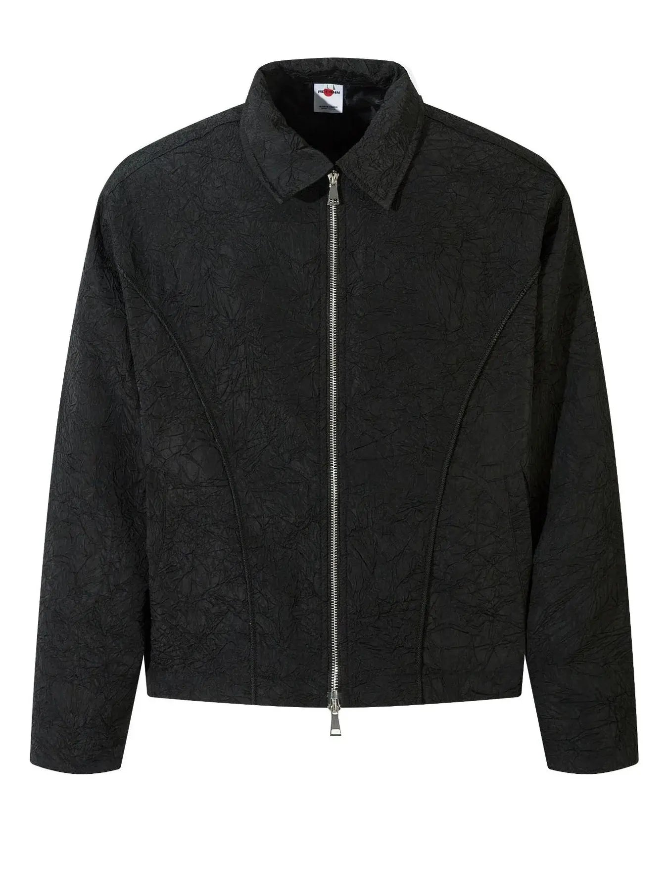 Textured Bomber Collared Neck Zip Up Jacket by Partner Label