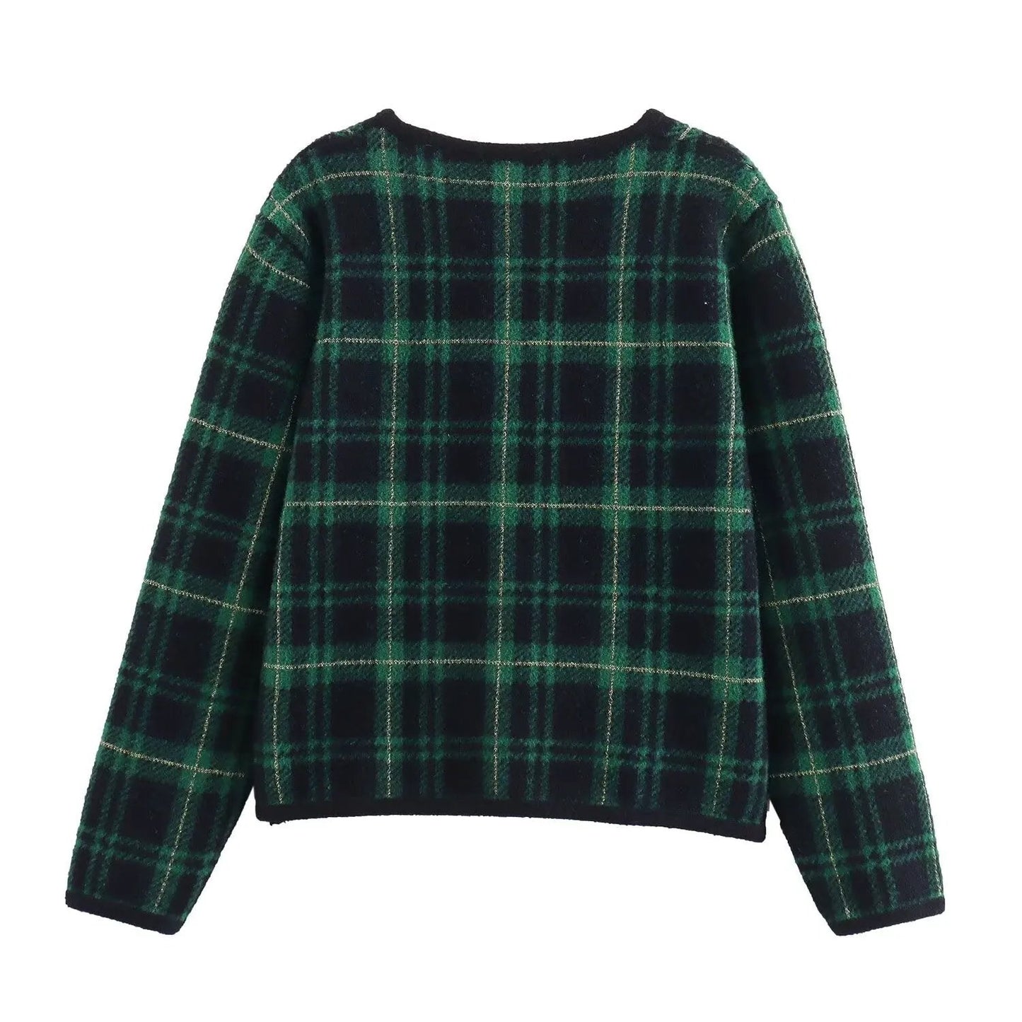Women's Green Plaid Double-Breasted Knit Jacket BYMANYC ® New York CONTEMPORARY VIBRANT MODERN FASHION - New Collection by BYMANYC ® New York