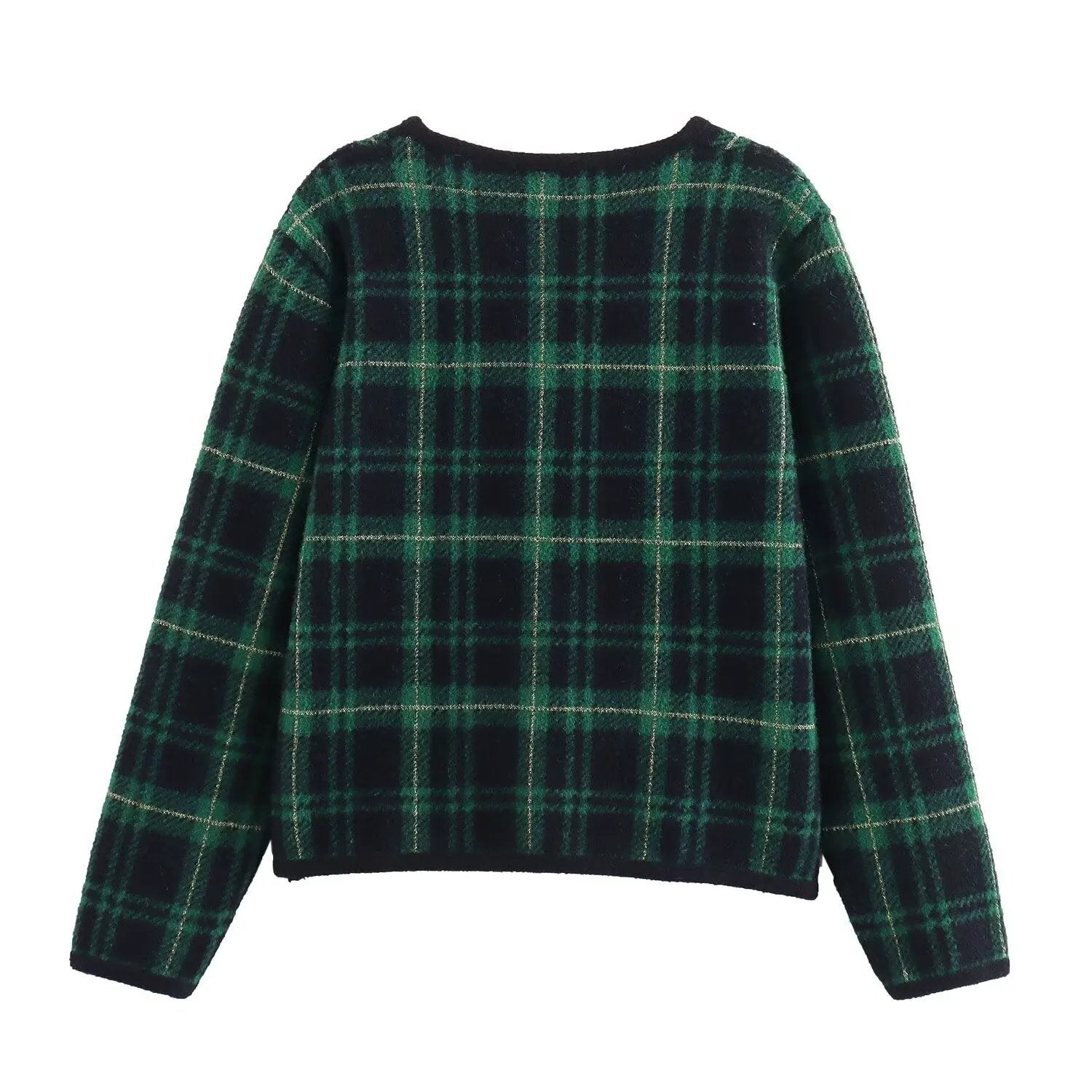 Women's Green Plaid Double-Breasted Knit Jacket BYMANYC ® New York CONTEMPORARY VIBRANT MODERN FASHION - New Collection by BYMANYC ® New York