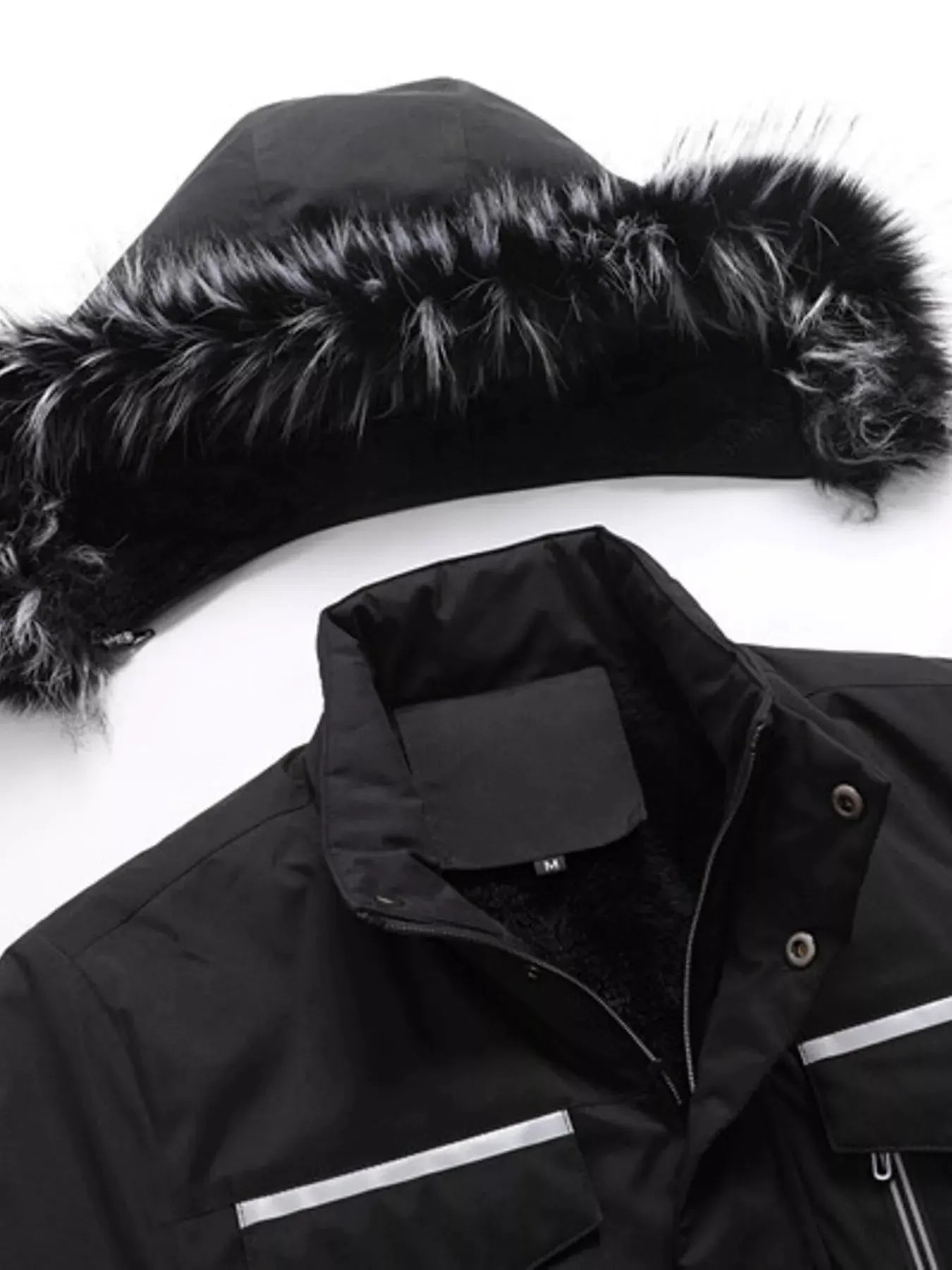 Men's Plus Size Fur Hooded Winter Parka Coat by Partner Label
