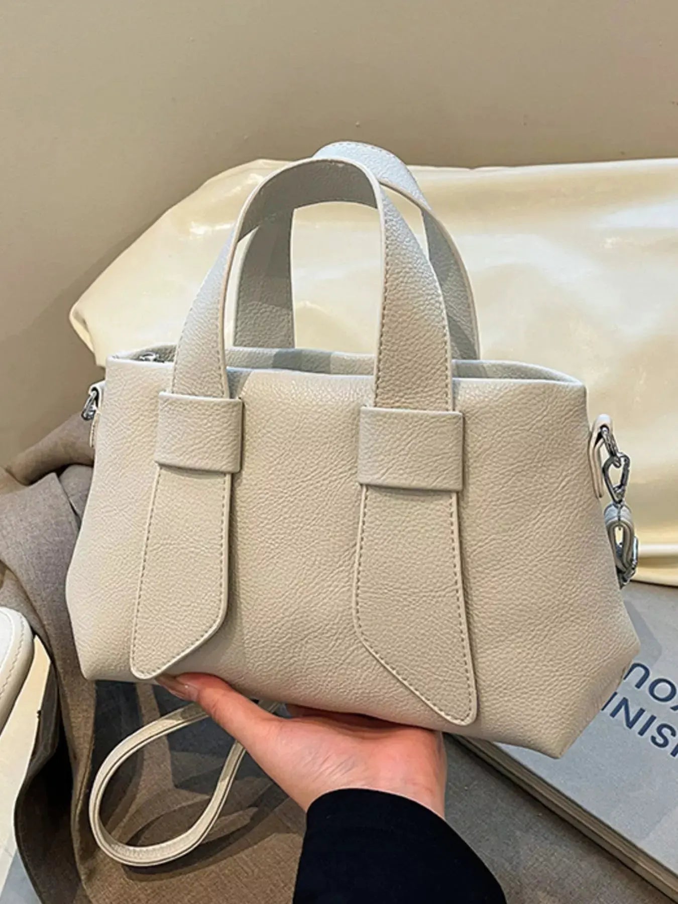 Textured Faux Leather Crossbody Bag by Partner Label