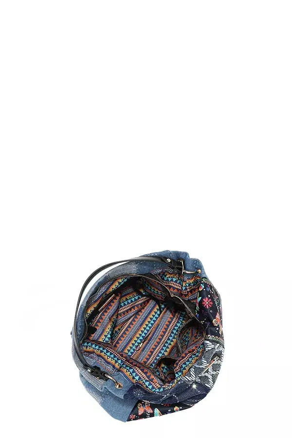 Nicole Lee USA Bosque De Amor Denim Hobo Bag by Nicole Lee USA