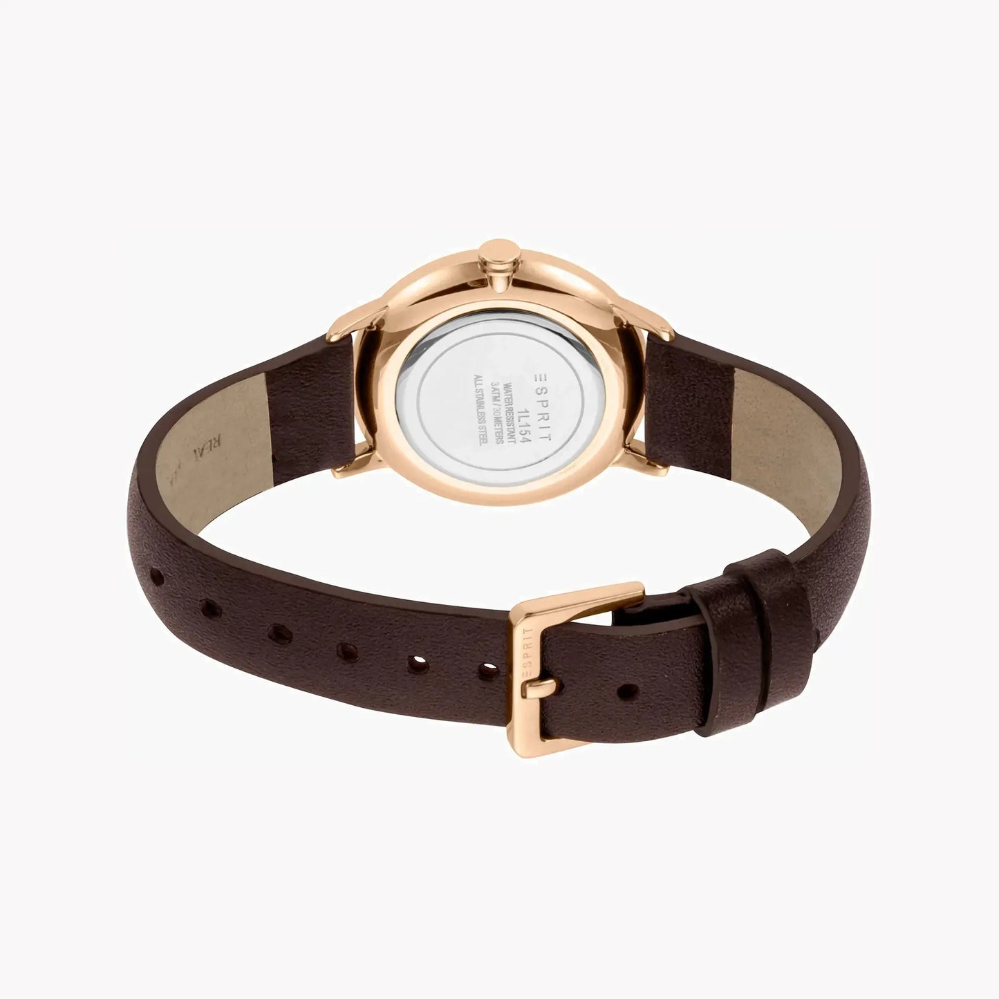 Esprit Women's Burgundy Leather Watch, Rose Gold Dial | ES1L154L0045 by ESPRIT