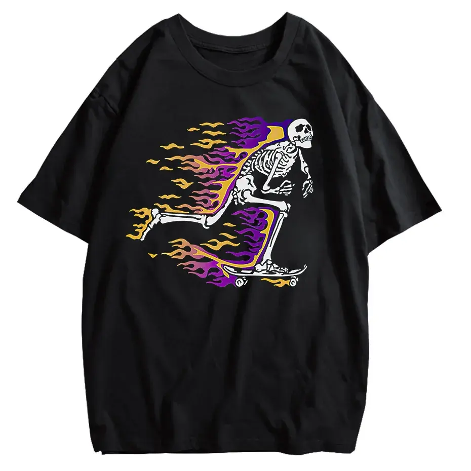 Vintage Washed Skull Graphic T-Shirt Men's Unisex High Street Oversized Tee by Vimost Shop