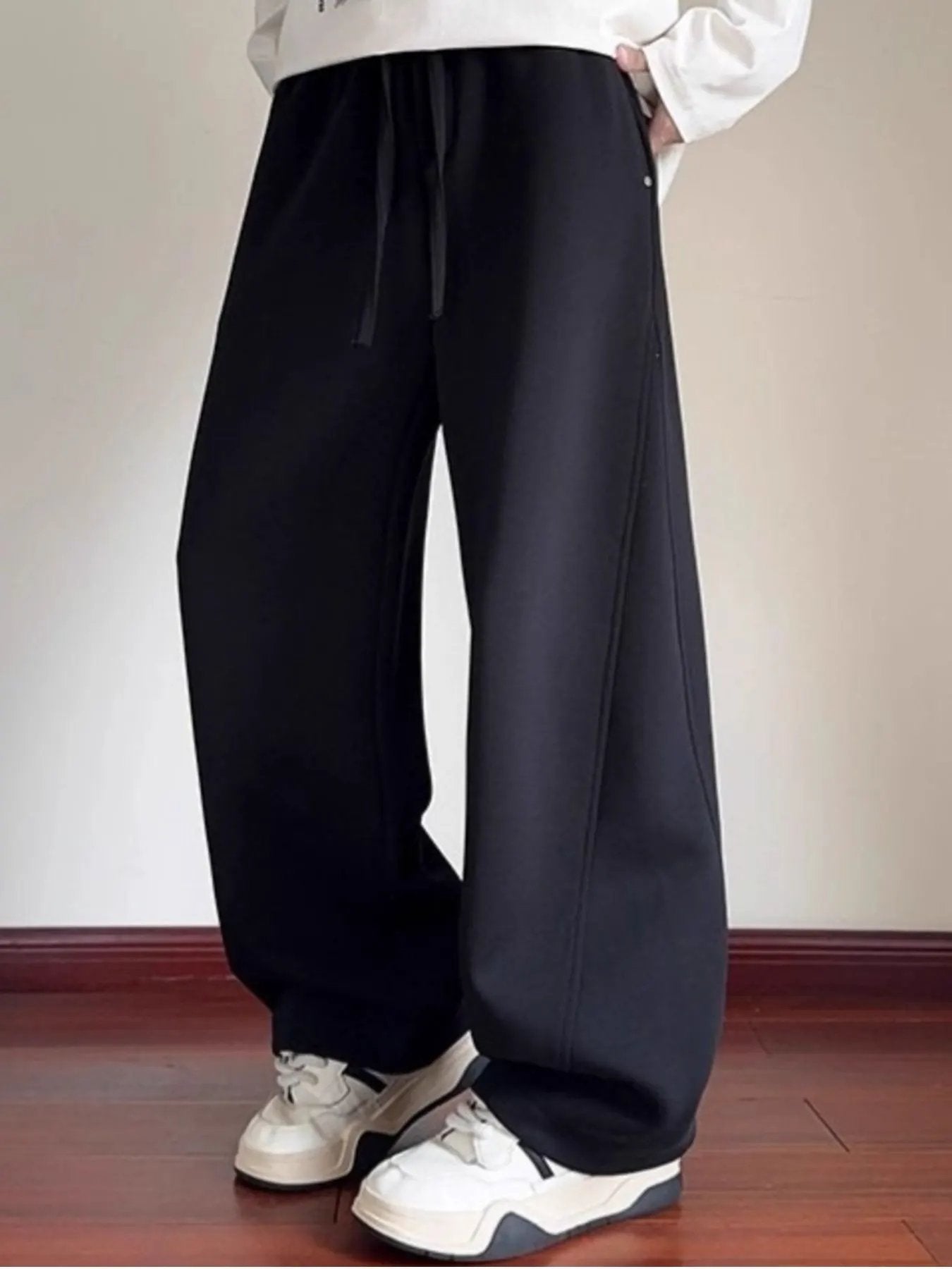 Men's Plus Size Drawstring Wide Leg Pants by Partner Label
