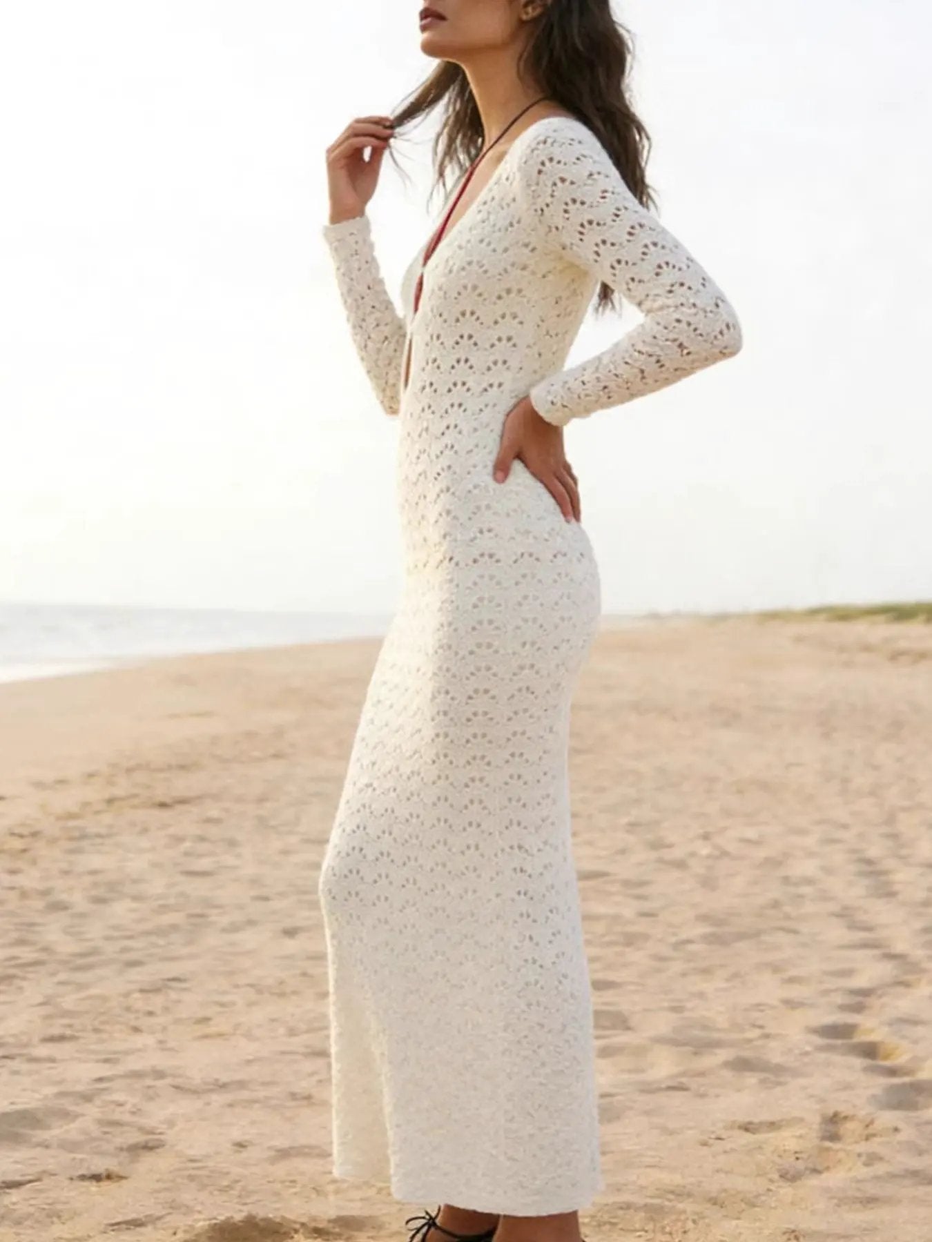 Crochet Knit Cover-Up Dress by Partner Label