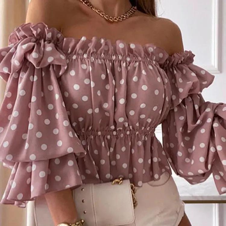 Shirts Women Long Sleeve Blouse Sexy by Anybestbuy Store
