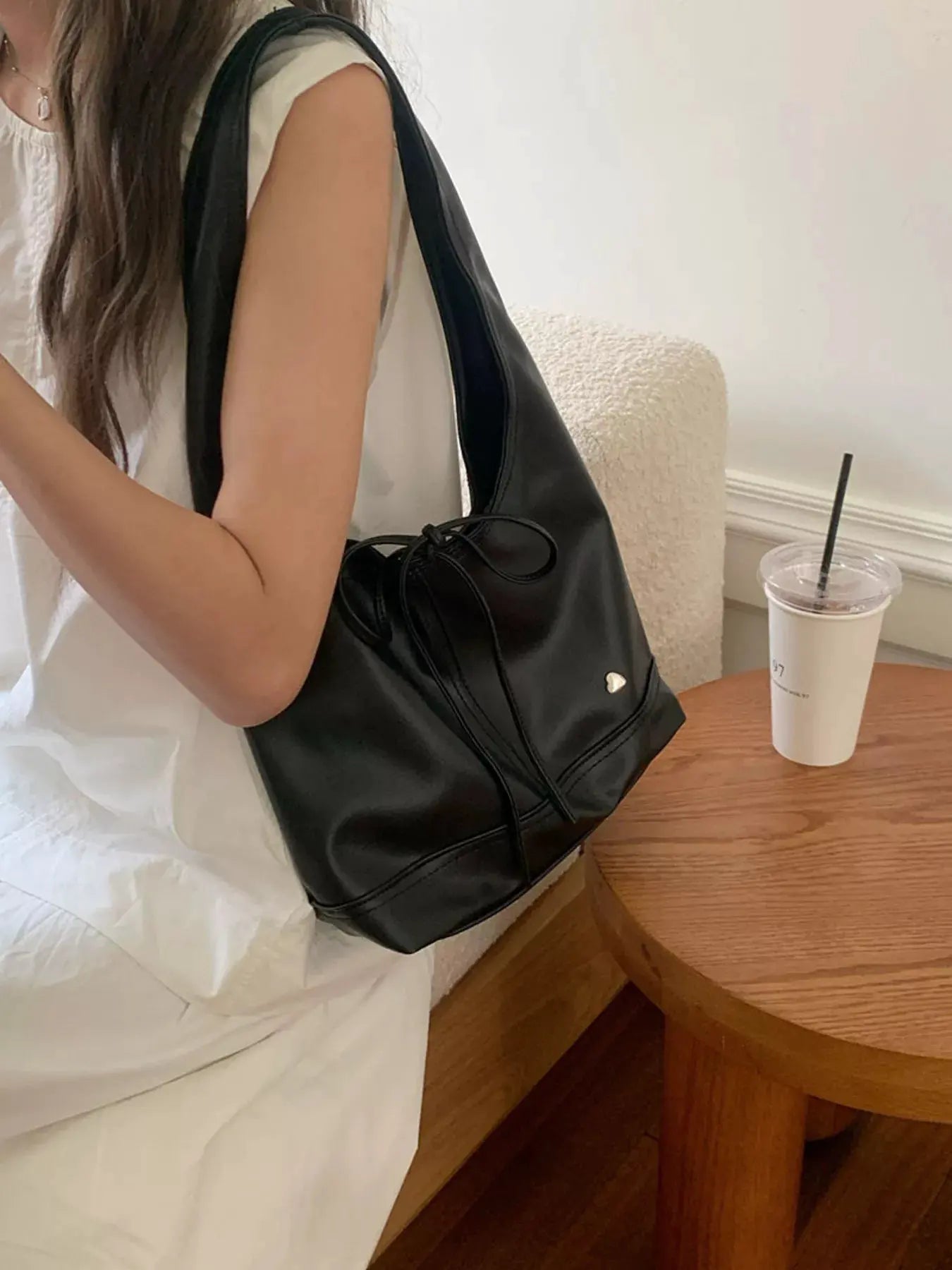 Leather Tied Shoulder Bag by Partner Label
