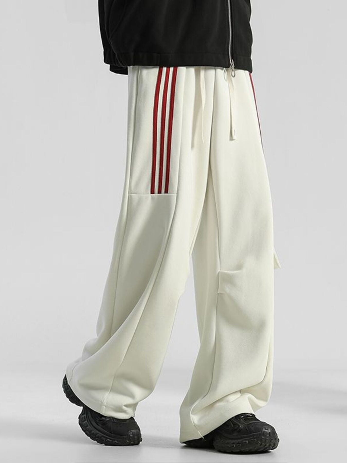 Men's Plus Size Striped Loose-Fit Casual Pants by Partner Label