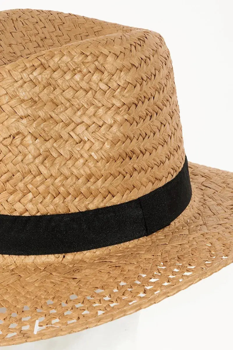 Fame Basket Weave Straw Sun Hat by Fame