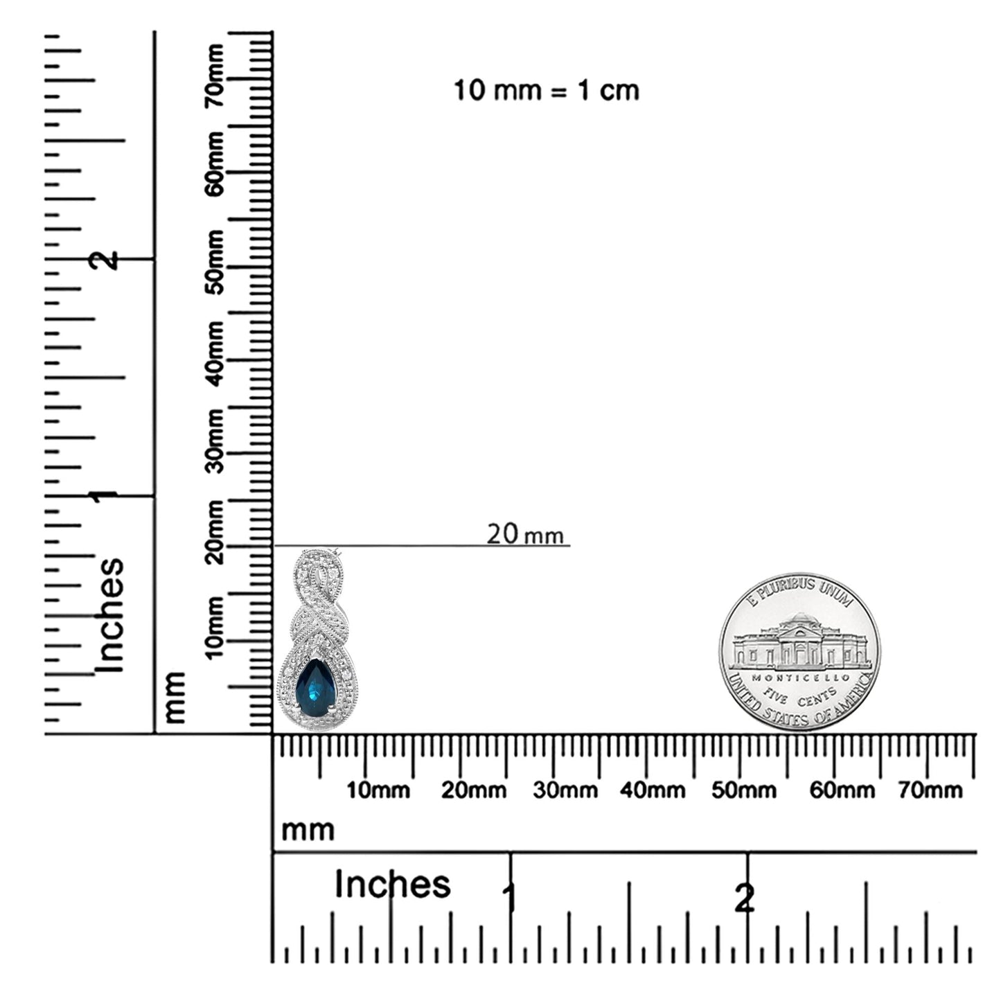 .925 Sterling Silver 6x4mm Pear Sapphire and Diamond Accent Infinity Drop 18" Pendant Necklace (H-I Color, SI1-SI2 Clarity)-4