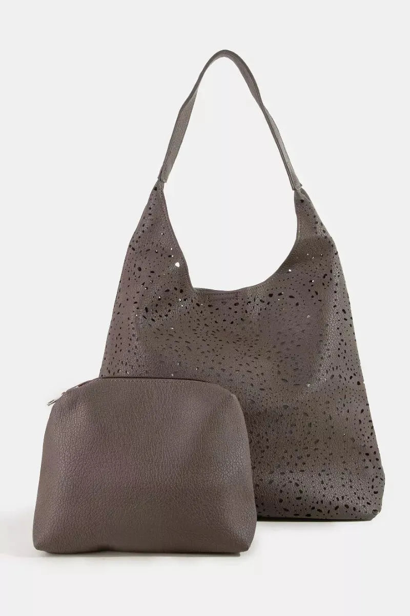 Fame Intricate Cutout Motif Leather Shoulder Bag by Partner Label