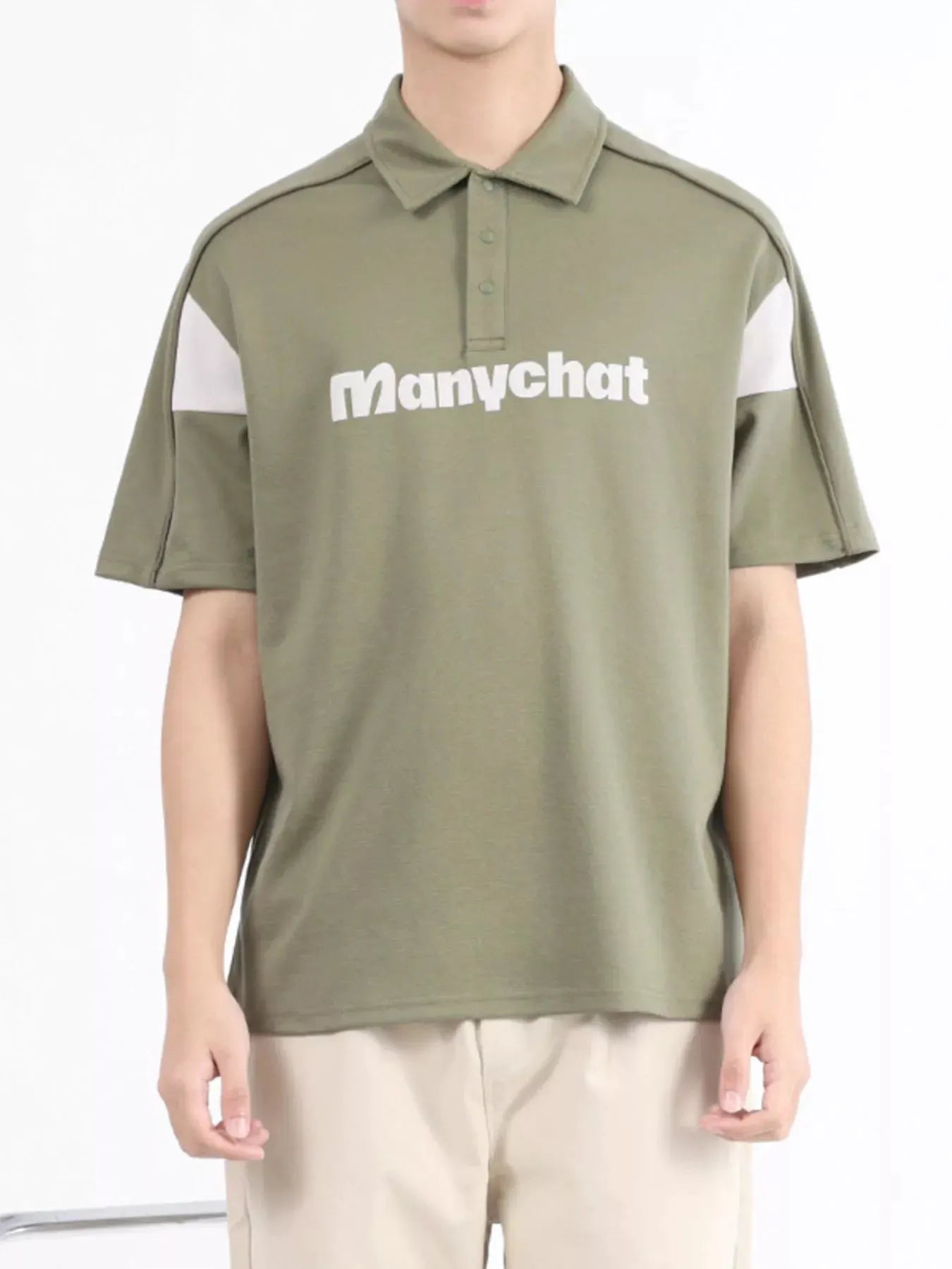 Men's Plus Size Letter Short Sleeve Polo by Trendsi
