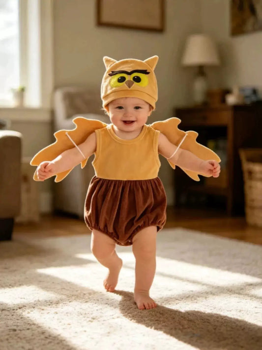 Children's Owl Wings Top and Bottom Set with Hat by Trendsi