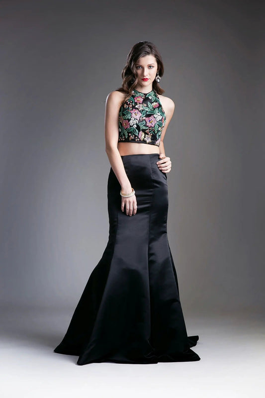 Beaded 2 Piece Satin Mermaid Gown by Tux-USA