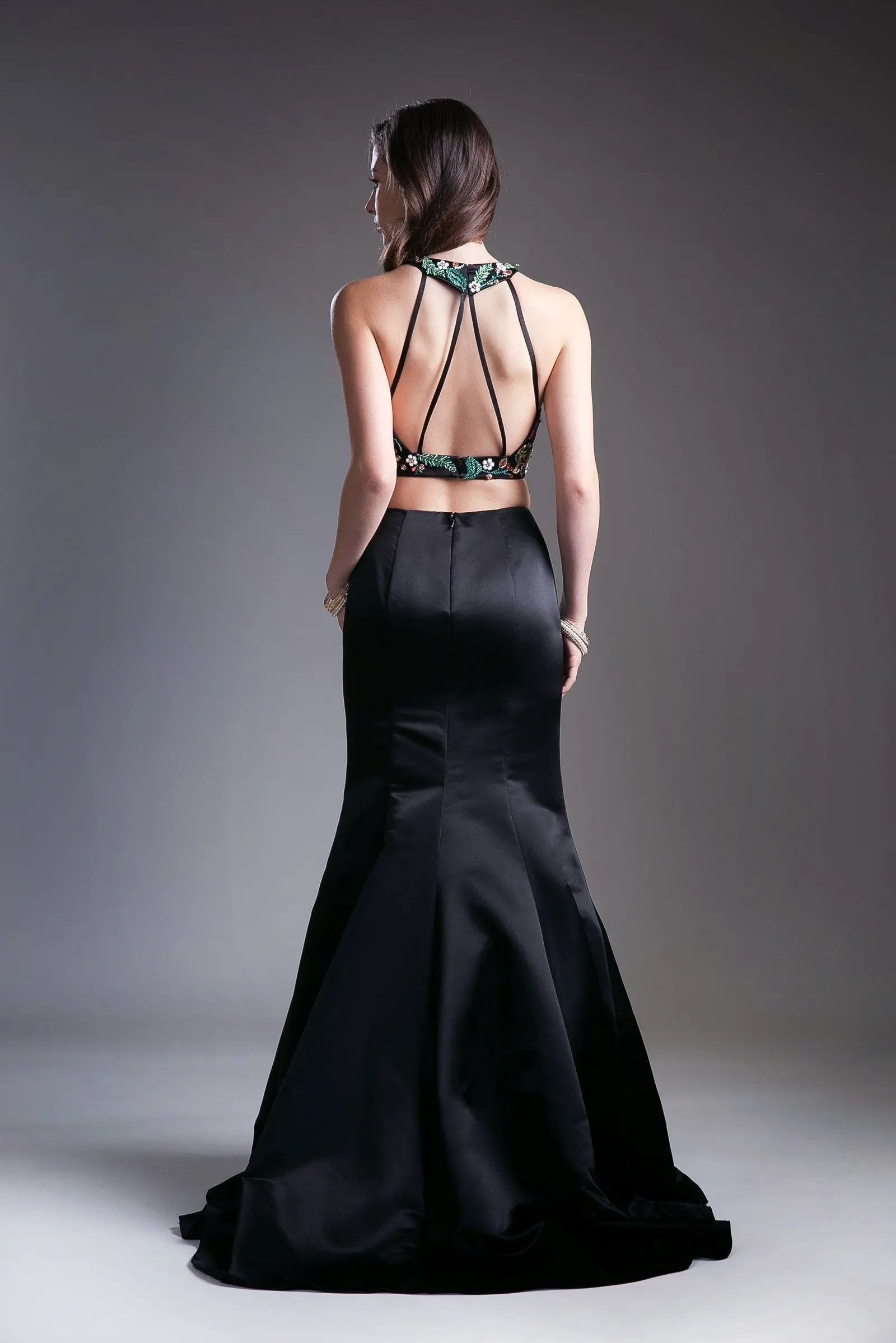 Beaded 2 Piece Satin Mermaid Gown by Tux-USA