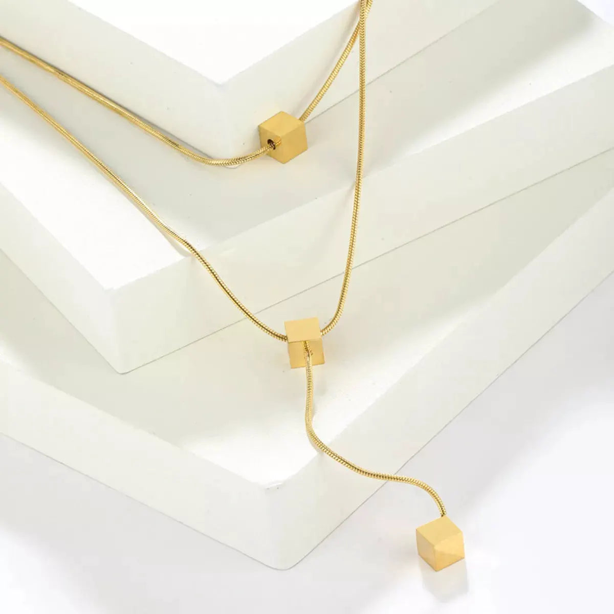 18K Gold-Plated Double Layered Geometric Necklace by Partner Labels