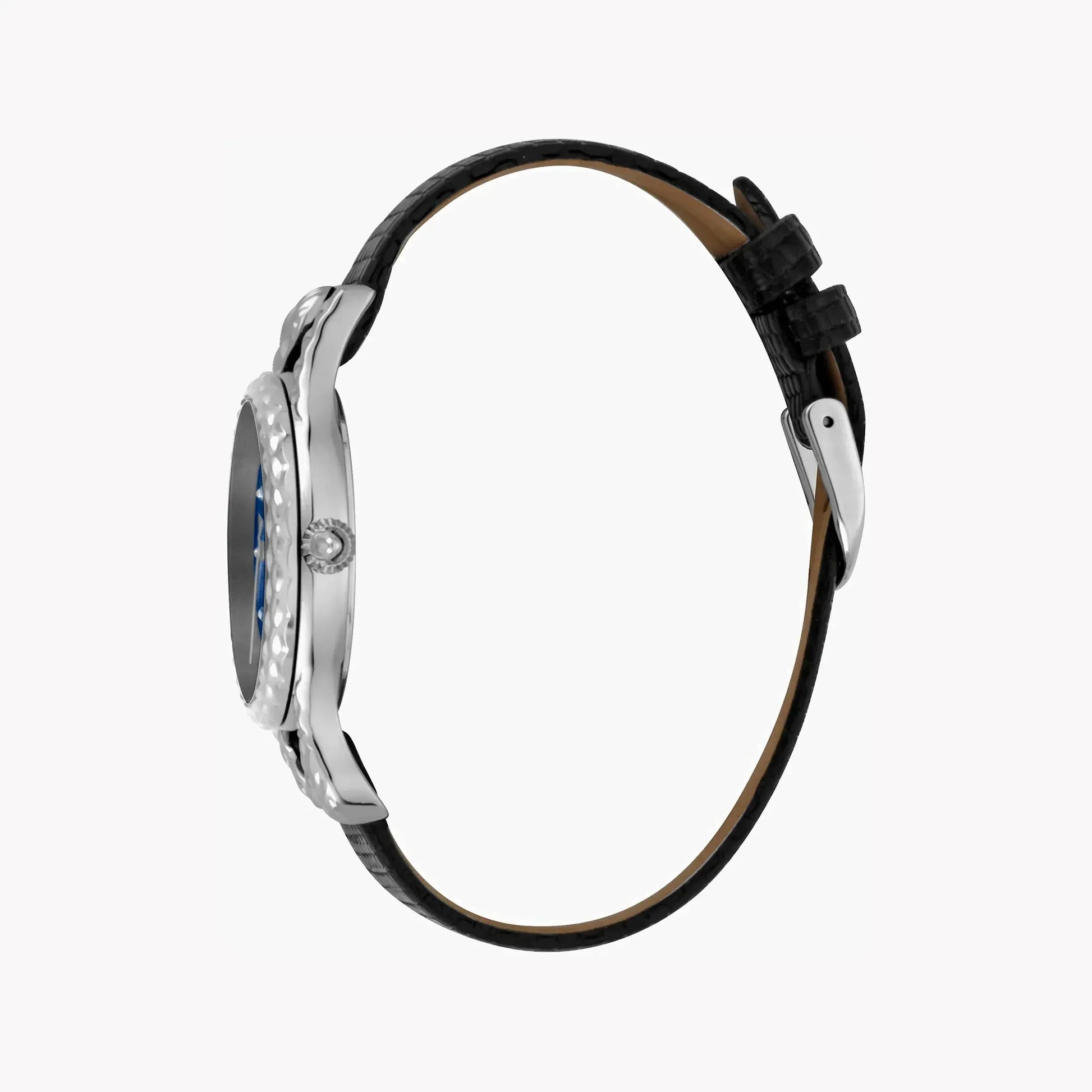 Just Cavalli Women's Black Leather Watch, Blue Dial | Jc1l125l0015 by JUST CAVALLI