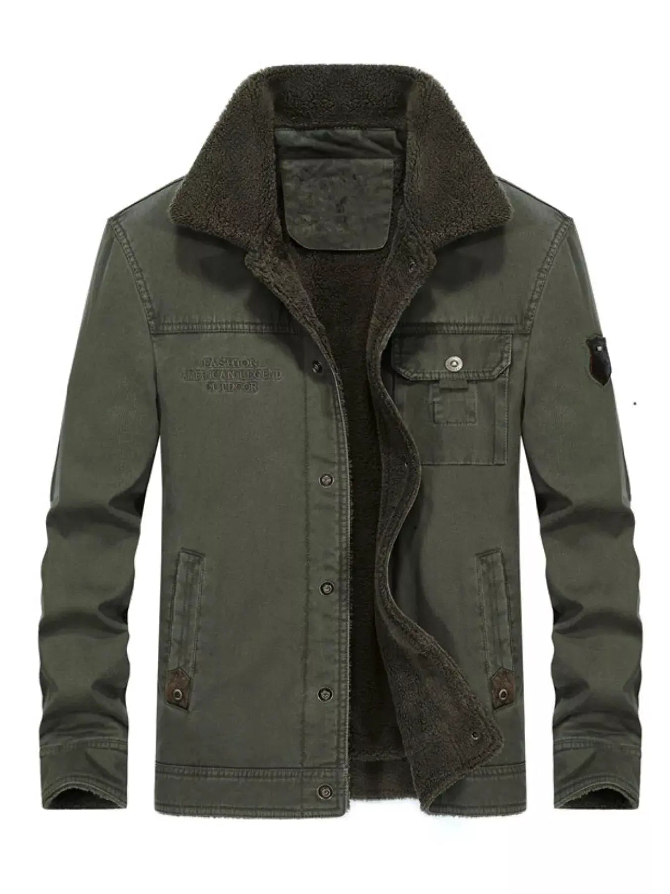 Men's Plus Size Solid Color Sherpa Lined Jacket by Partner Label