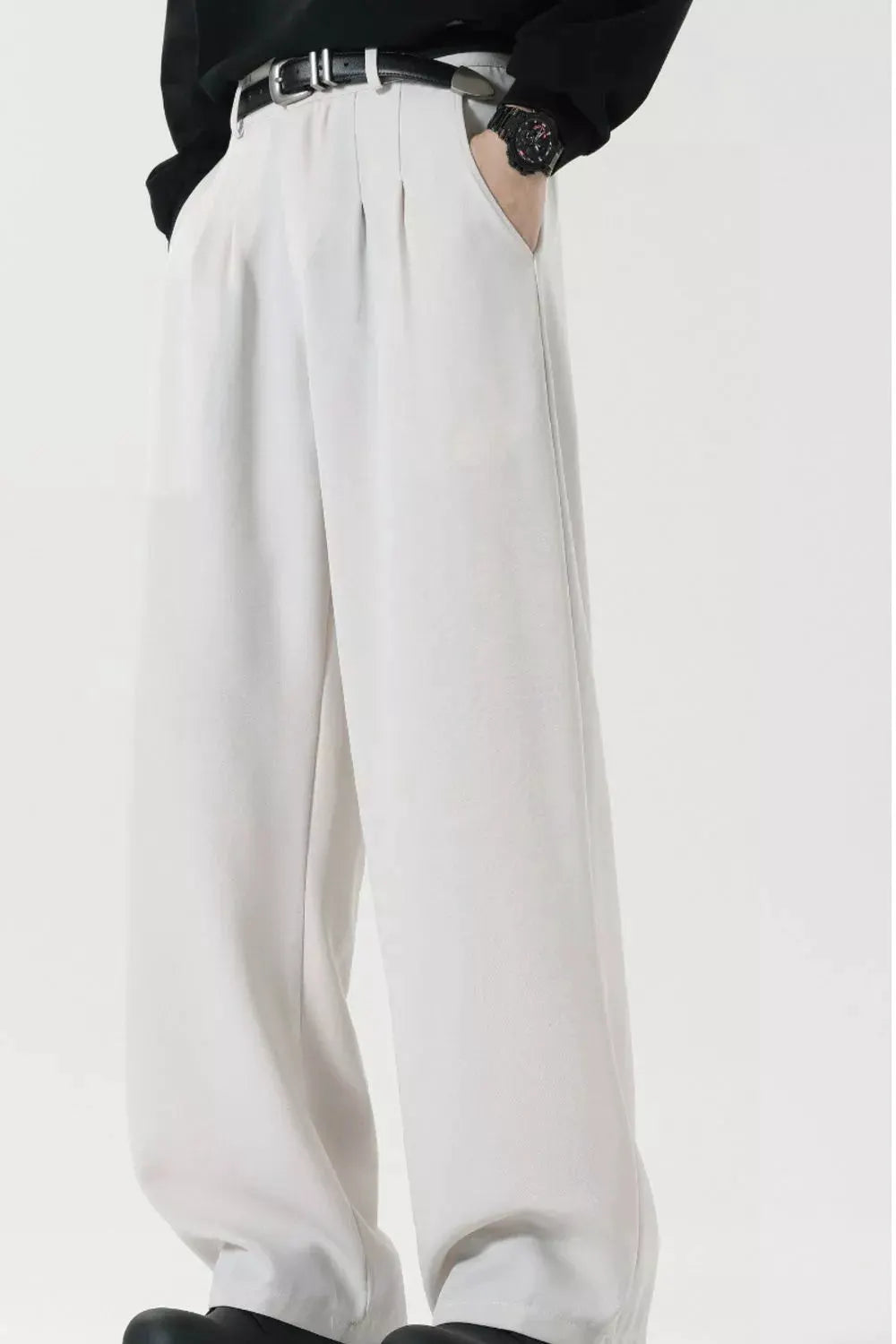 Men's Plus Size Wide Leg Pleated Dress Pants by Partner Label