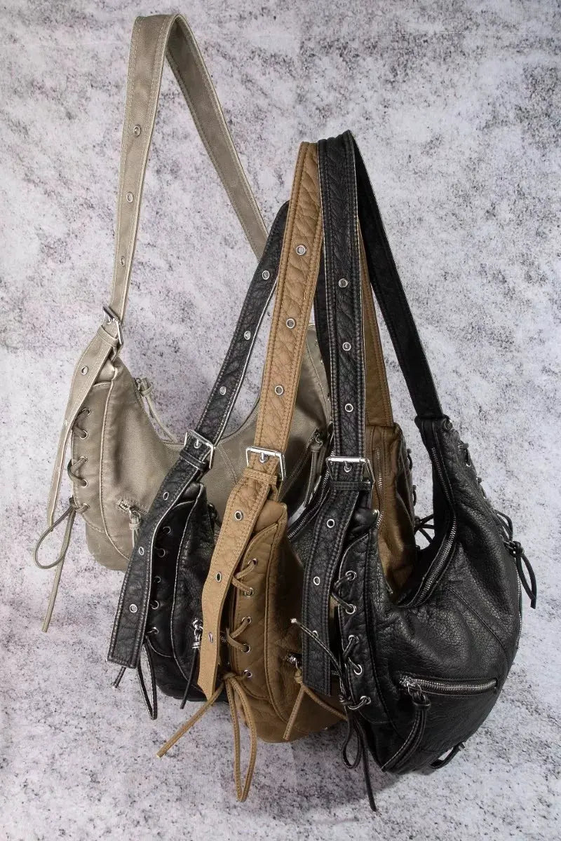 Fame Larger Leather Crescent Shoulder Bag by Partner Label