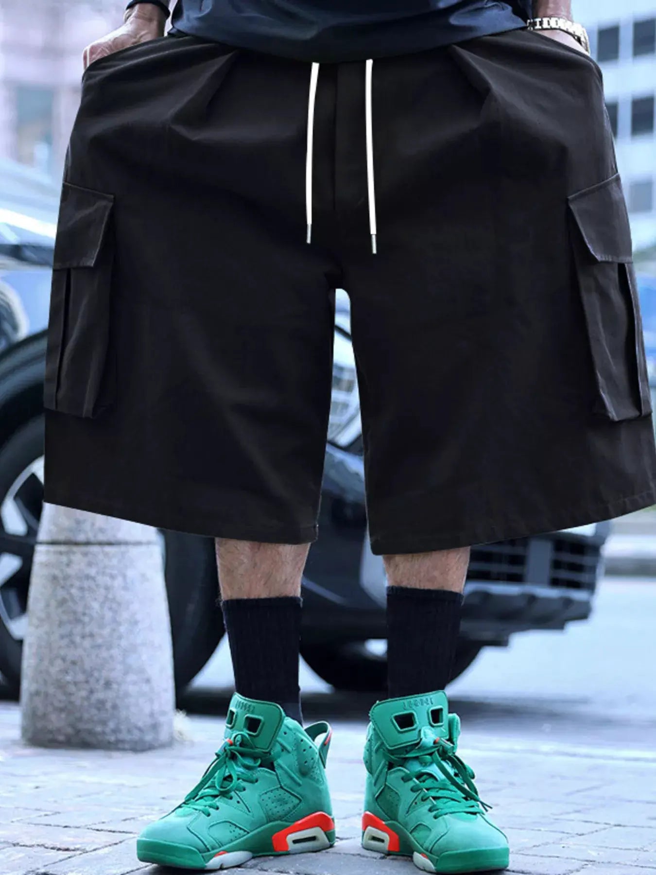 Men's Full Size Cargo Shorts with Drawstring Waist Plus Size by Trendsi