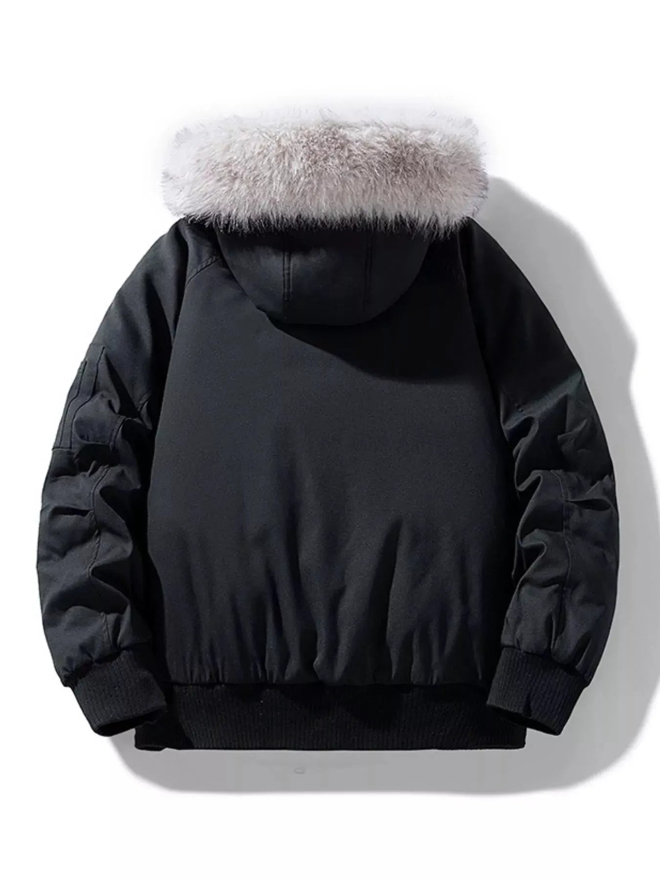 Men's Plus Size Faux Fur Hooded Padded Bomber Jacket by Partner Label