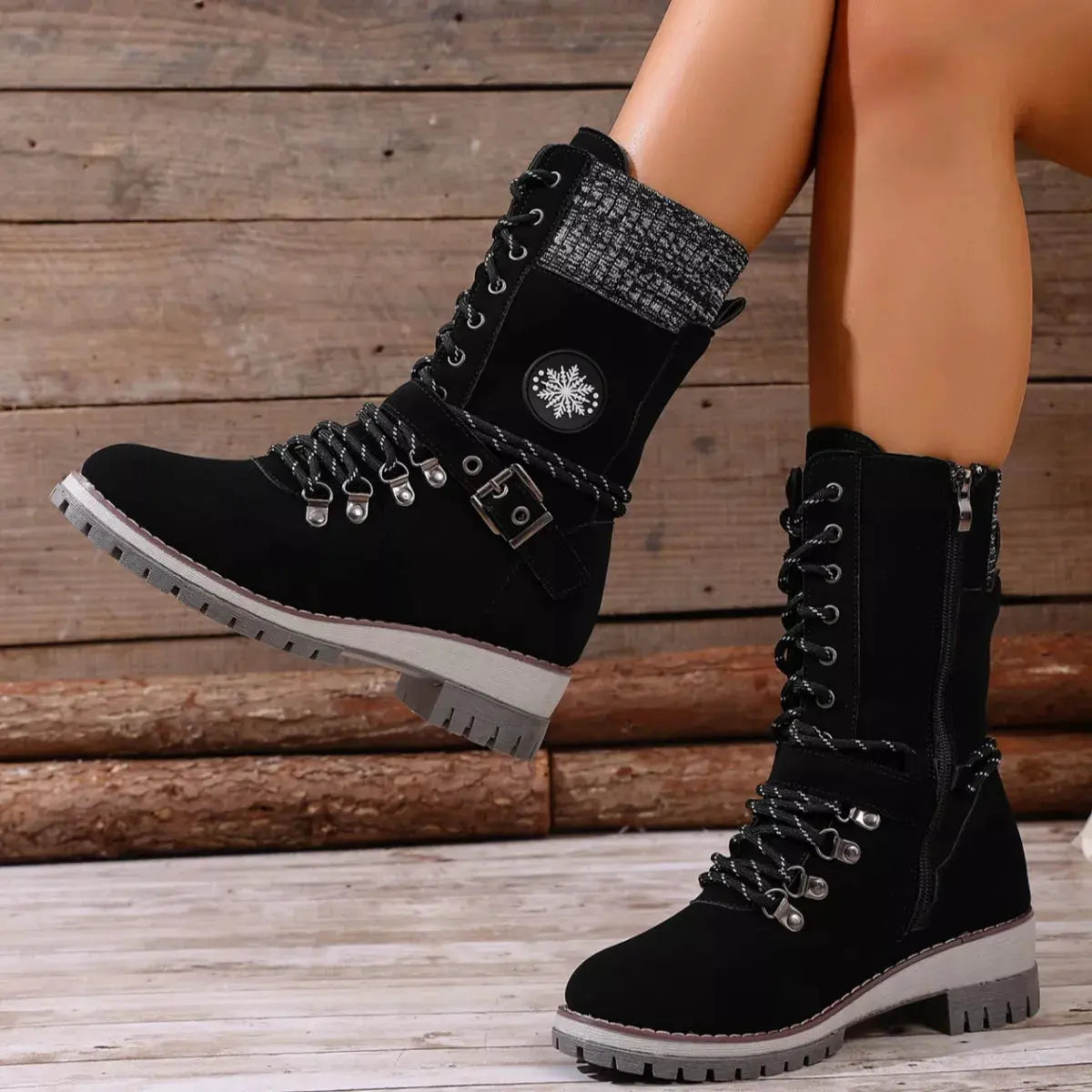 Lace-Up Ankle Combat Boots by Partner Label