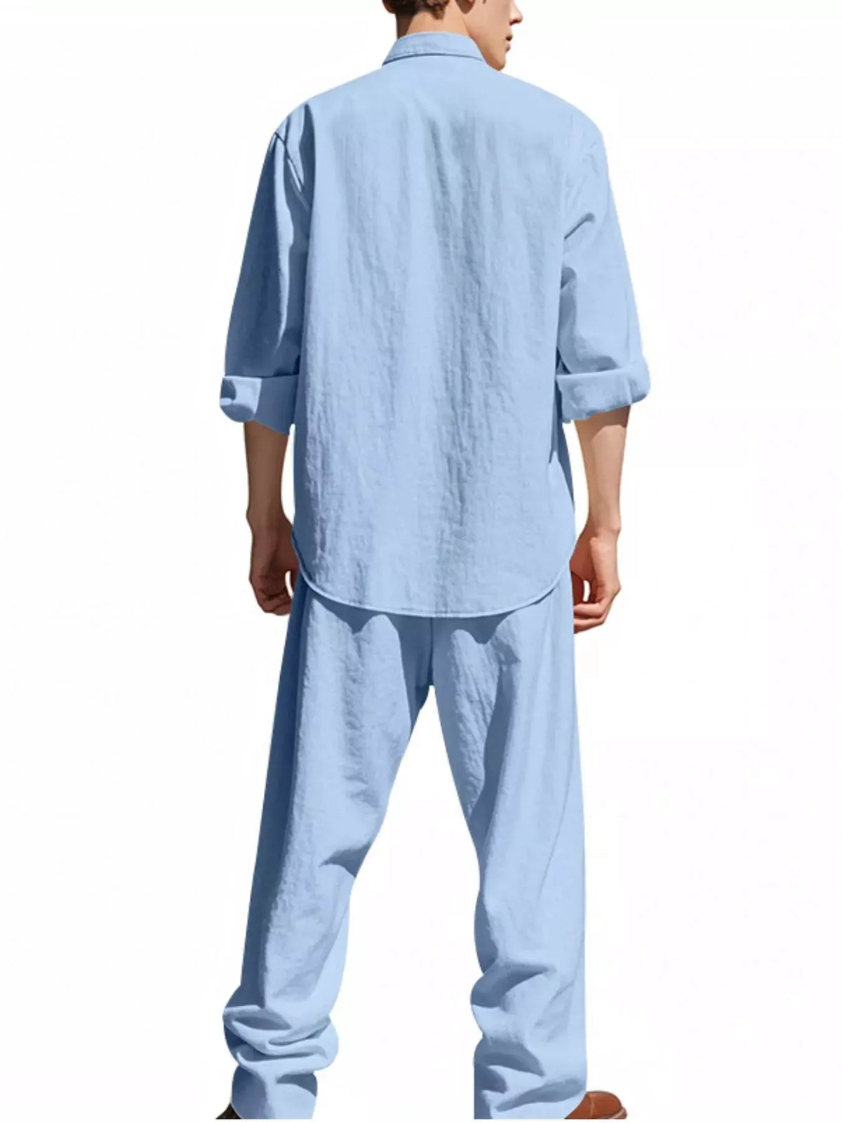 Men's Full Size Casual Button Up Shirt and Pants Plus Size by Trendsi