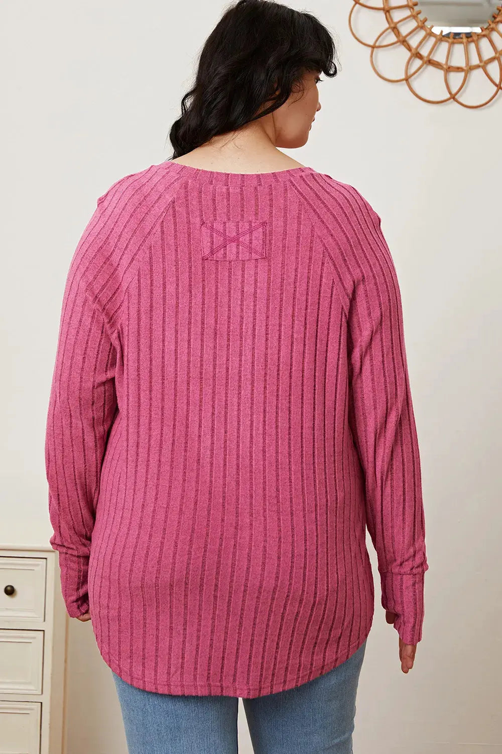 Basic Bae Full Size Ribbed Thumbhole Sleeve T-Shirt by Basic Bae