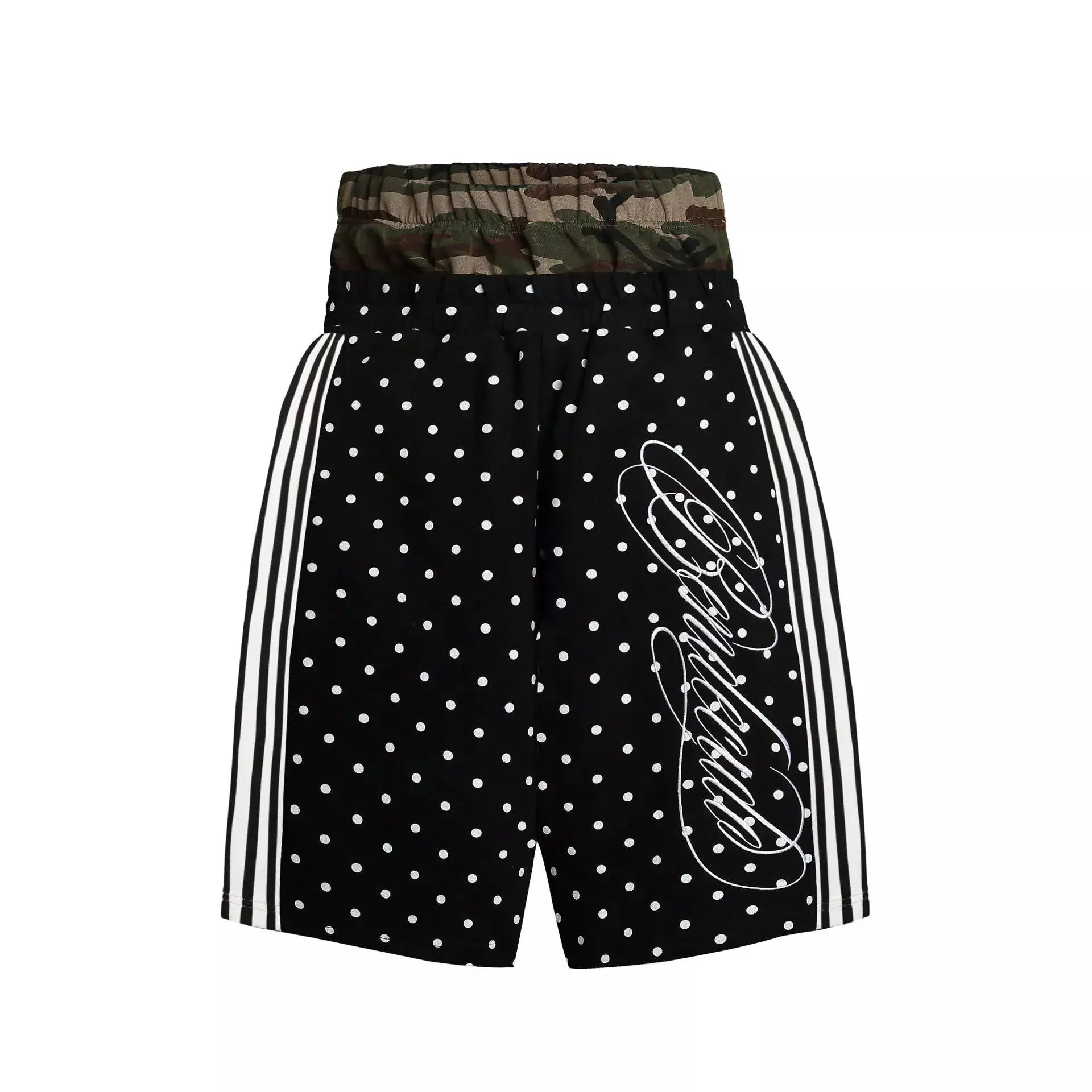 Men's Polka Dot Boxing Shorts with Camouflage Waistband by Trendsi