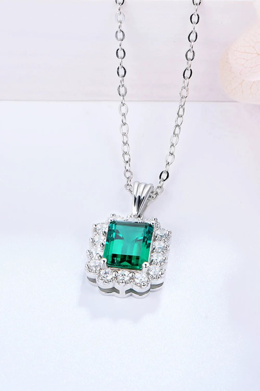 1.5 Carat Lab-Grown Emerald Pendant 925 Sterling Silver Necklace by Partner Labels