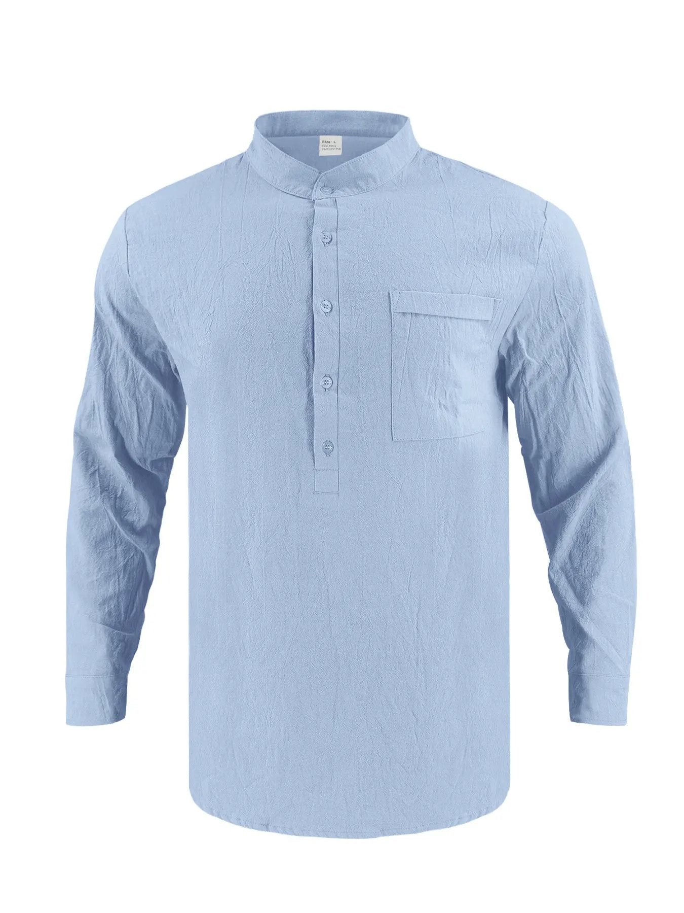 Men's Full Size Button Detail Long Sleeve Shirt Plus Size by Trendsi