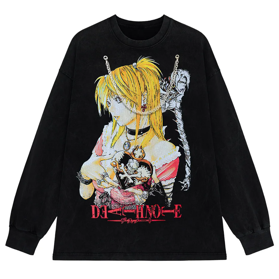 Harajuku Black Source T-Shirt Men Hip Hop Vintage Anime Graphic Oversized Cotton Tee-4