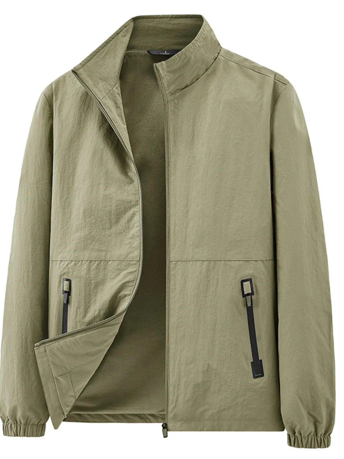 Men's Plus Size Zip Up Long Sleeve Jacket by Trendsi