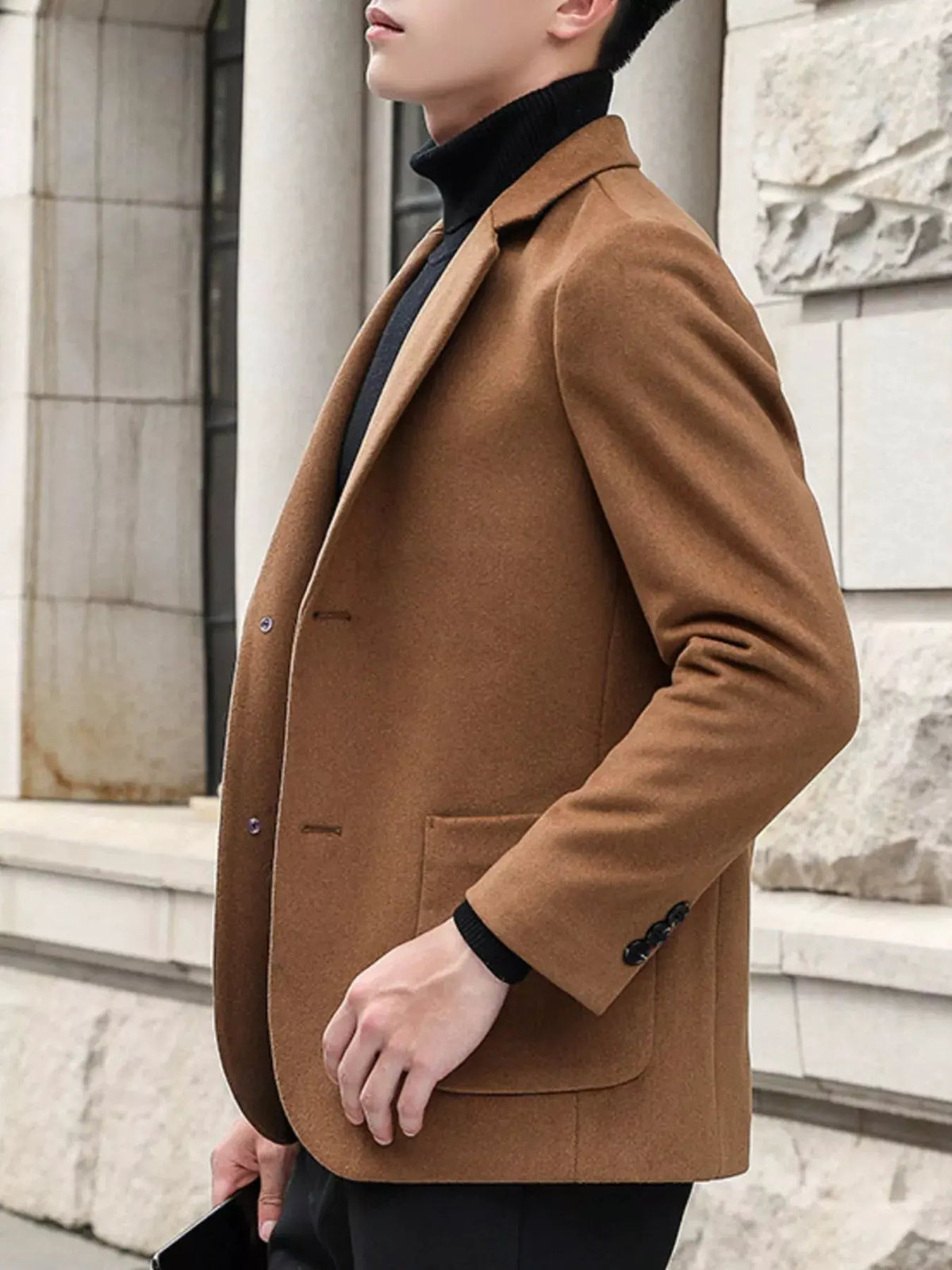 Men's Plus Size Lapel Collar Long Sleeve Blazer by Trendsi
